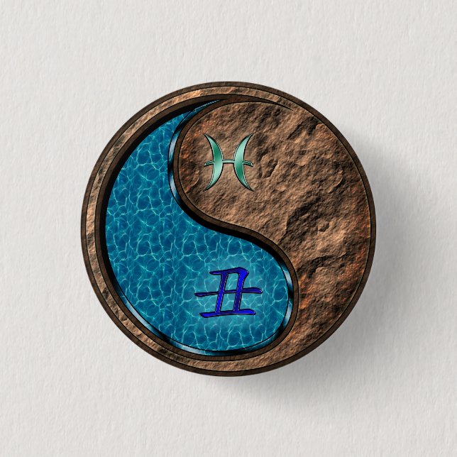 Fische & Erde Ochse Button (Vorderseite)