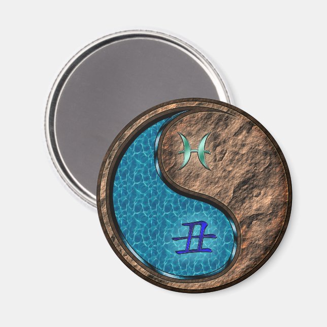 Fische & Erde Ochse Magnet (Vorderseite/Rückseite)