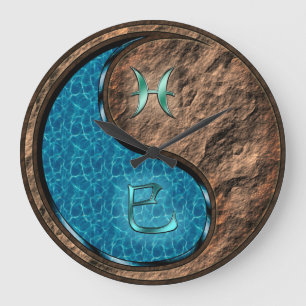 Fische & Erdeschlange Große Wanduhr