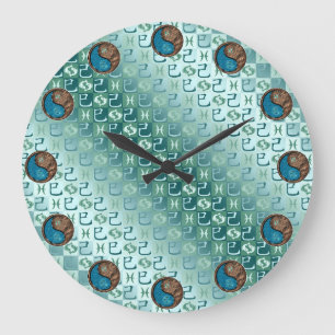 Fische & Erdeschlange Große Wanduhr