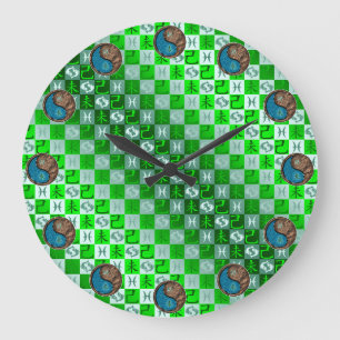 Fische & Erdziege Große Wanduhr