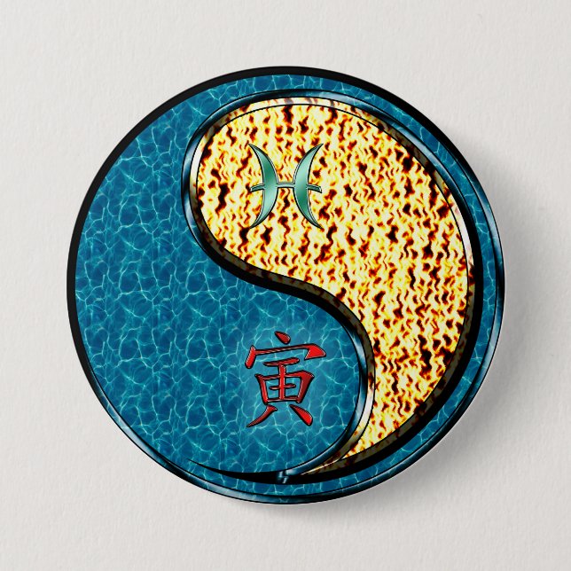 Fische & Feuer Tiger Button (Vorderseite)
