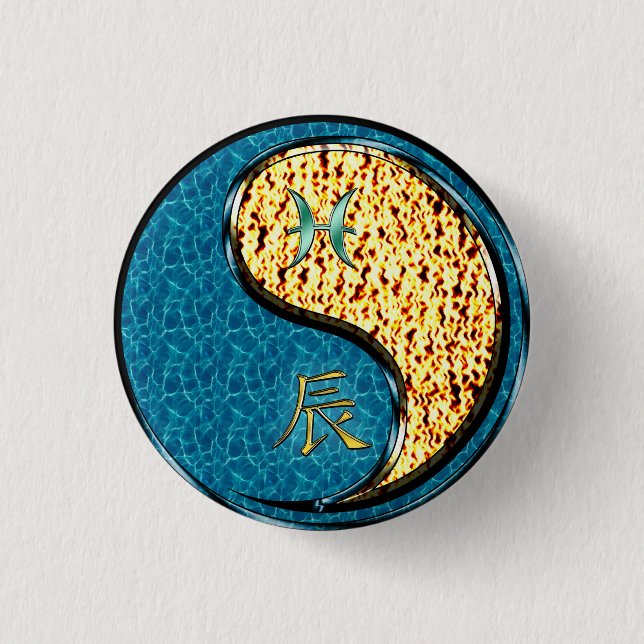 Fische & Feuerdrache Button (Vorderseite)