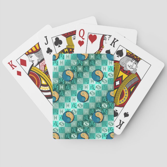 Fische & Feuerhund Spielkarten (Rückseite)
