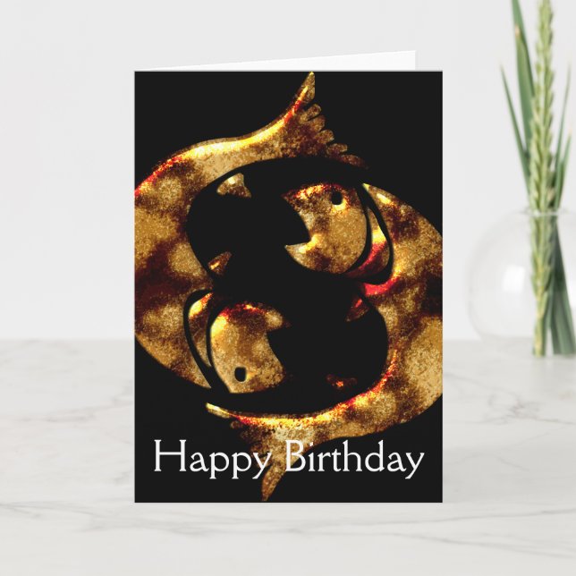 Fische Fisch März Grußkarte Geburtstag Karte (Vorderseite)