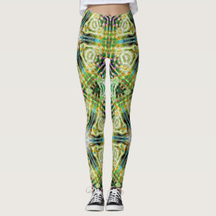 Fische glänzende Sandstruktur Kaleidoskop, grün vo Leggings