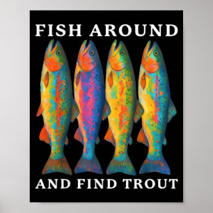Fische herumlaufen und Forellen finden Lustiges An Poster