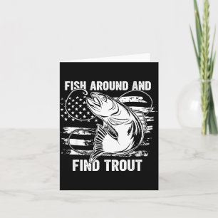 Fische herumlaufen und Forellen lustige Angler fin Karte