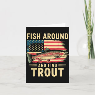 Fische herumlaufen und Forellen lustige Angler fin Karte
