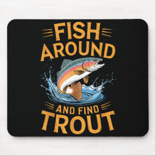 Fische herumlaufen und Forellen lustige Angler fin Mousepad