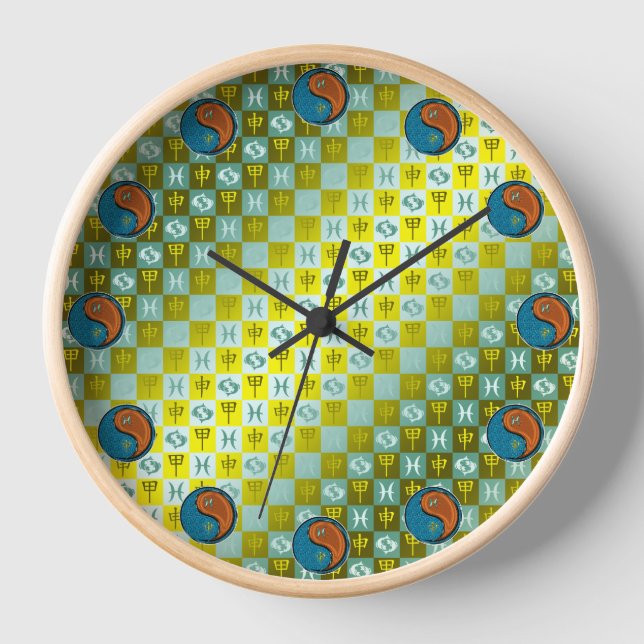 Fische & Holz Affe Uhr (Vorderseite)