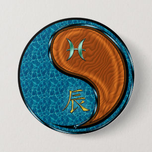 Fische & Holz-Drache Button