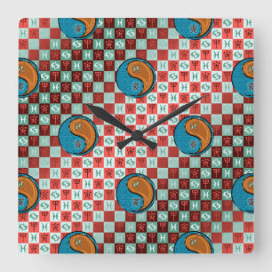 Fische & Holz Tiger Quadratische Wanduhr