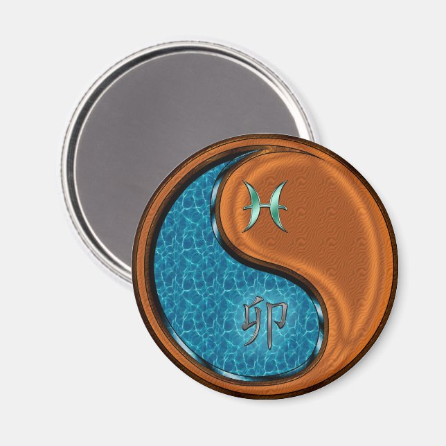 Fische & Holzkaninchen Magnet (Vorderseite/Rückseite)