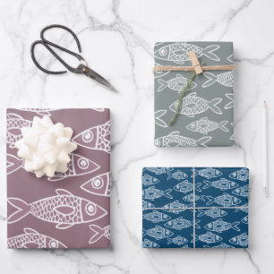 Fische im Meer Fische Geschenk Geschenkpapier Set