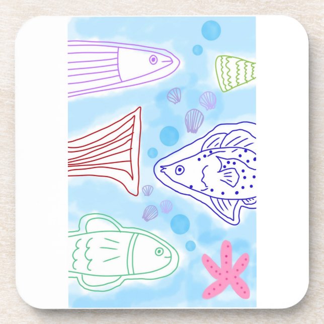 Fische in der Meereskunst Getränkeuntersetzer (Vorderseite)
