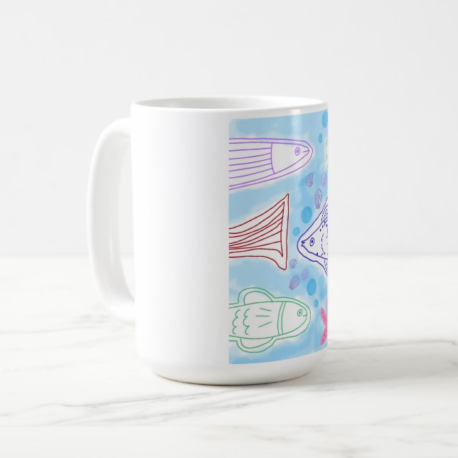 Fische in der Meereskunst Kaffeetasse (Vorderseite Links)