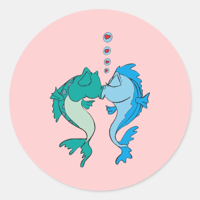Fische in Liebe Runder Aufkleber (Vorderseite)