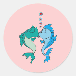 Fische in Liebe Runder Aufkleber