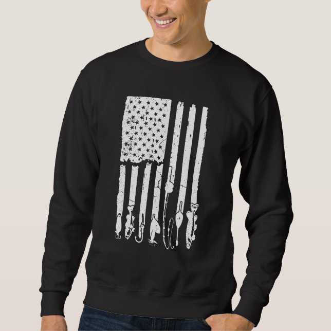 Fische Jagd Rod US Flag Patriot Sweatshirt (Vorderseite)