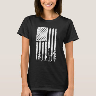 Fische Jagd Rod US Flag Patriot T-Shirt