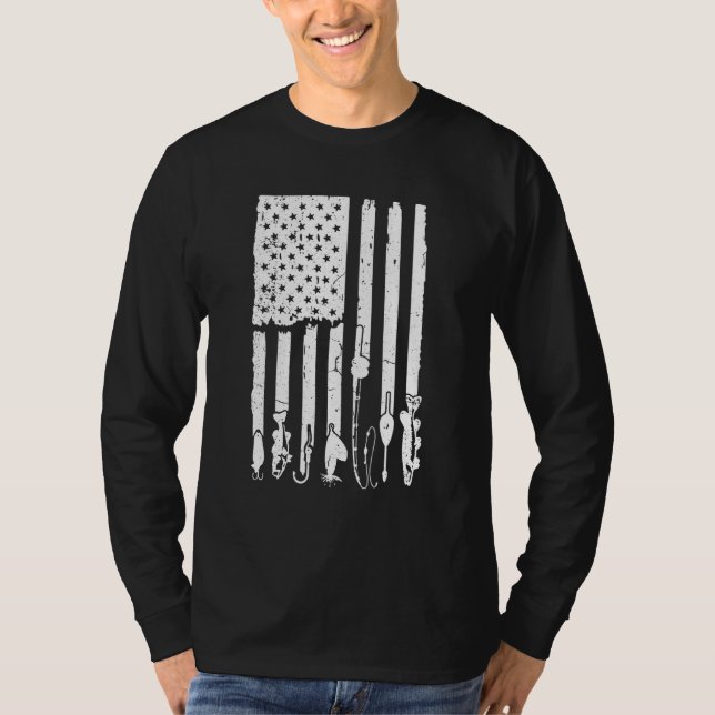 Fische Jagd Rod US Flag Patriot T-Shirt (Vorderseite)