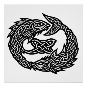 Fische Keltisches Zwillingsstrom-Sigil   BurnsInHe Poster
