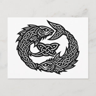 Fische Keltisches Zwillingsstrom-Sigil   BurnsInHe Postkarte