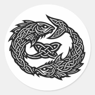 Fische keltisches Zwillingsstrom-Sigil   BurnsInHe Runder Aufkleber