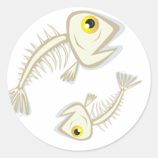 Fische, Knochen, FischeKnochen Runder Aufkleber