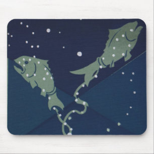 Fische Konstellation Vintage Zodiakastastrologie Mousepad