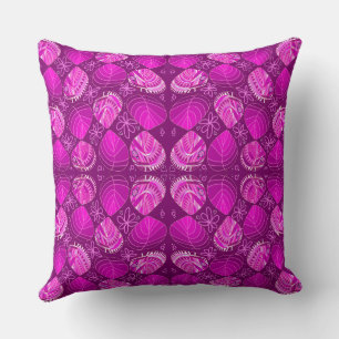 Fische Kopf Blätter Blume Herz Magenta Kissen