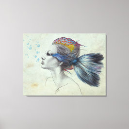 Fische Meerjungfrau Portrait Surreal zeichnend Kun Leinwanddruck