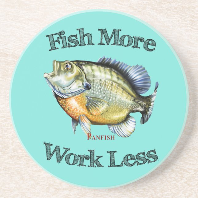 Fische mehr Panfish Arbeit weniger Sandstein Untersetzer (Vorne)