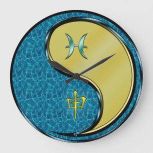 Fische & Metallaffe Große Wanduhr