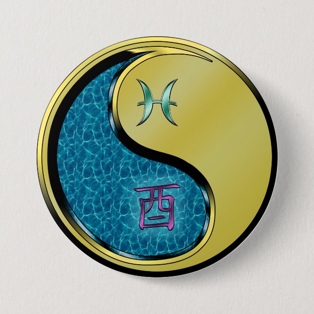 Fische & Metallener Hahn Button (Vorderseite)