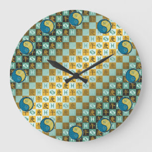 Fische & Metallpferd Große Wanduhr