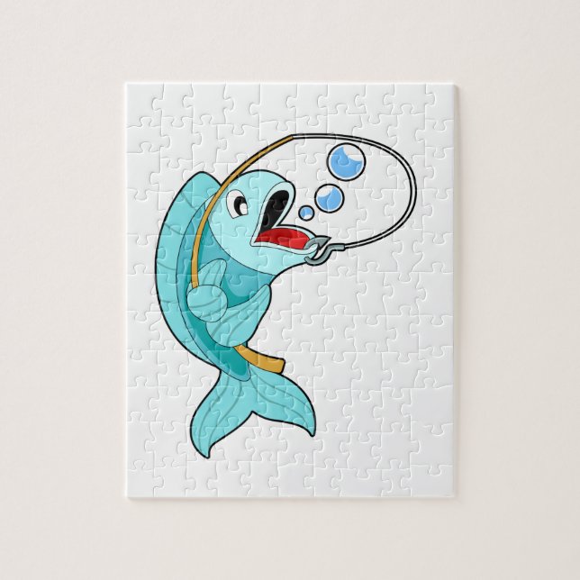 Fische mit Angelrute (Vertikal)