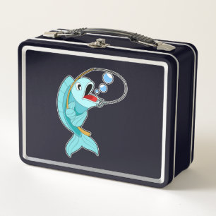 Fische mit Angelrute Metall Brotdose
