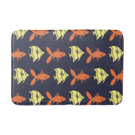 Fische mit grafisch orangefarbenem Gelb Badematte