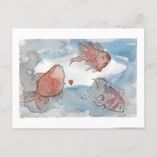 Fische mit Wünschen Postkarte