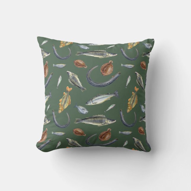 Fische mit zwei Geschmacksrichtungen Eel Lachs Flo Kissen (Vorderseite)