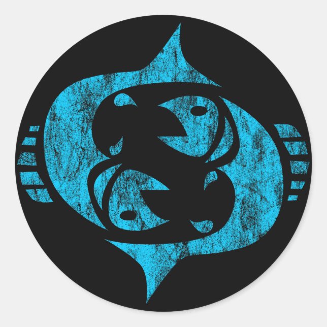 Fische Runder Aufkleber (Vorderseite)