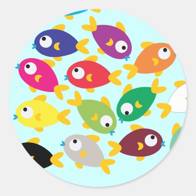 Fische Runder Aufkleber (Vorderseite)