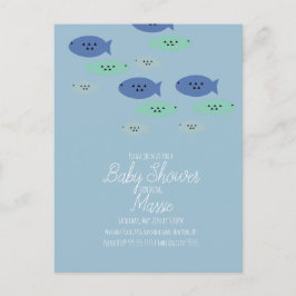 Fische schwimmen Aquarium Babydusche Postkarte