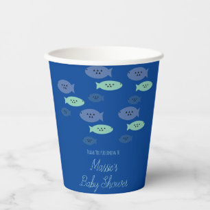 Fische Schwimmen Aquarium Blau Baby Shower Danke Pappbecher