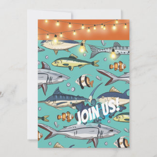 Fische schwimmen Beach Mural Geburtstag Bash Party Einladung