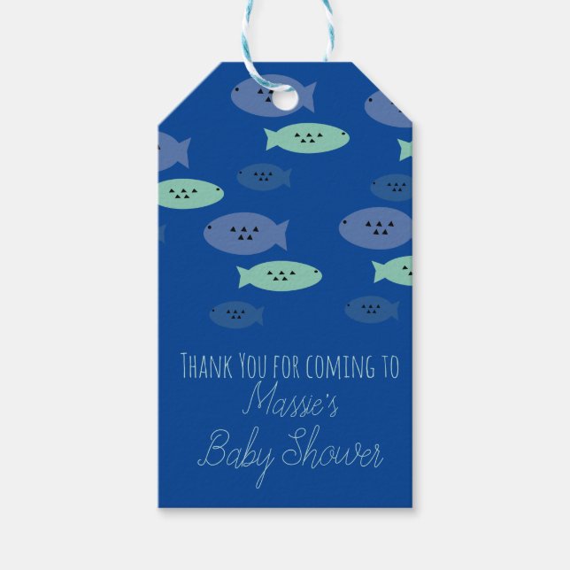 Fische schwimmen Blue Baby Dusche Geschenkanhänger (Vorderseite)