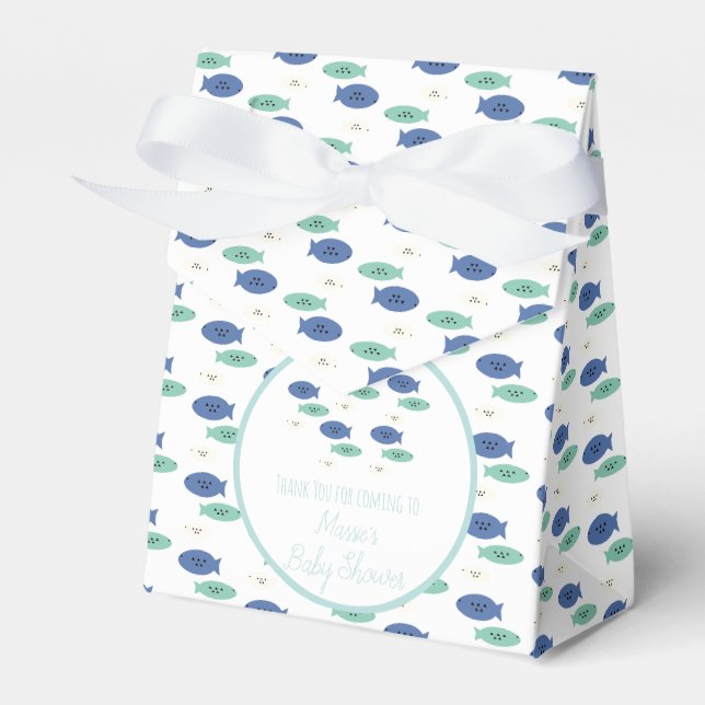 Fische schwimmen Blue Baby Dusche Geschenkschachtel (Vorderseite)