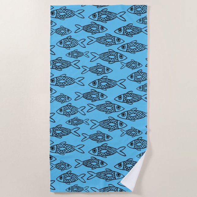 Fische schwimmen im Blauen Meer Strandtuch (Vorderseite)
